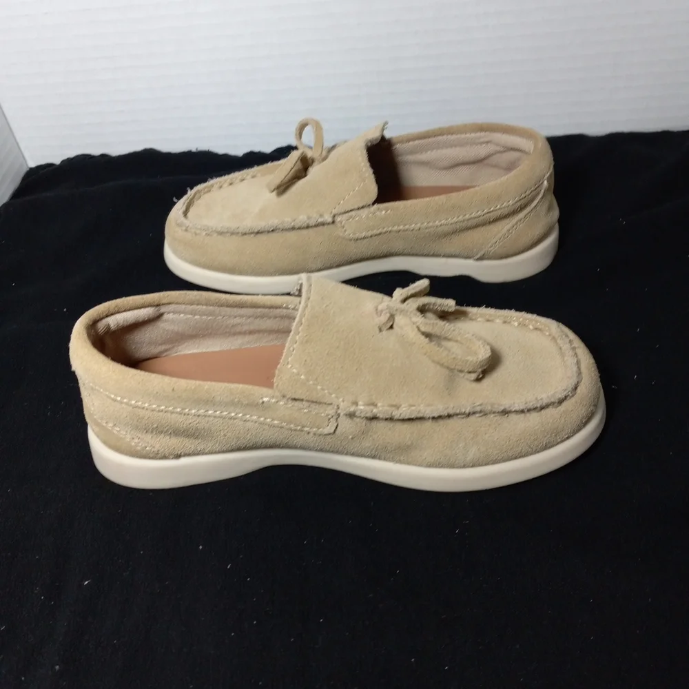 🔥Kids Zara Toddlers Beige Suede Loafers Moccasins Boys Size 27. 10.5 Toddlers - Picture 8 of 9